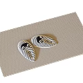 Simple Woven Square Rug With Two Black And White Striped Shell Shaped Objects 3d model
