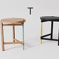 Wooden And Black Bar Stools With Colored Legs Blue Yellow Accents