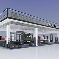 STUDIOS Two Story Retail Store With White Pillars Black Railings Display Shelves And Balls