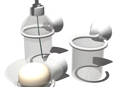 Modern Bathroom Accessories Set With Soap Dispenser Cup Holder And Towel Ring 3d model