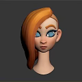 Game And Movie Character 3D Model With Orange Hair Blue Eyes And Cartoon Style Head
