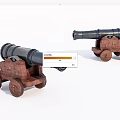 Antique Cannons Vintage Historical Weapons With Wooden Carriages And Wheels