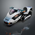 Futuristic Silver Motorcycle With Sleek Design Single Seat And Transparent Windshield