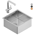 Modern Stainless Steel Kitchen Sink With Square Design Faucet And Color Options