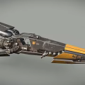 Sci Fi Spaceship With Yellow Black Color Scheme And Wing Design 3d model
