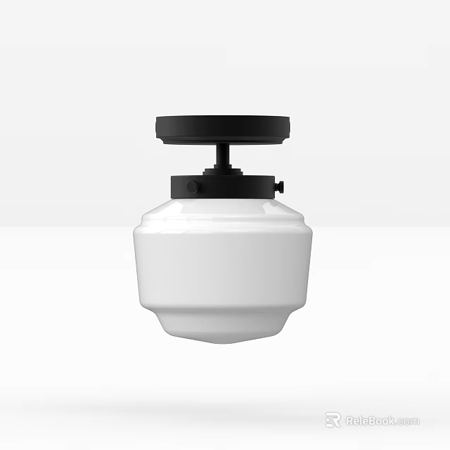 Modern Minimalist Ceiling Light With White Body Black Top Sleek Design For Interior Spaces 3d model 