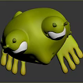 Cute Green Cartoon Frog 3D Model Standing With Big Eyes And Smiling Expression