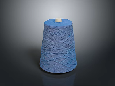 Blue Cone Shaped Sewing Thread Spool With White Top For Household Use 3d model