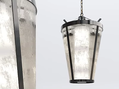 Modern Pendant Light Design With Black Metal Frame And Textured Glass Shade 3d model