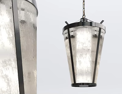 Modern Pendant Light Design With Black Metal Frame And Textured Glass Shade 3d model