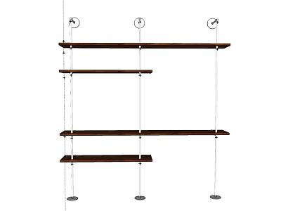 Modern Floating Bookshelf With Wooden Shelves And Hanging Structure For Contemporary Living Space 3d model