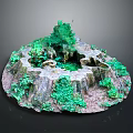 Rustic Wood Stone Landscape Decoration Featuring Tree Stump And Green Plants