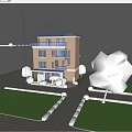 Modern Three Story Detached Villa With Large Windows Balcony And Green Garden