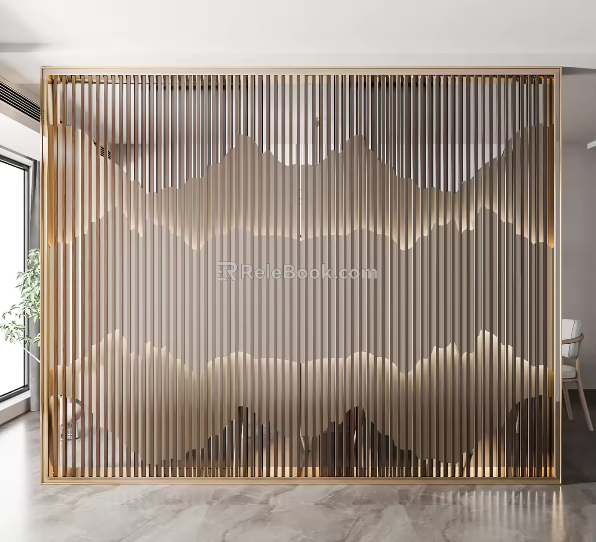 New Chinese background wall background wall partition 3d model