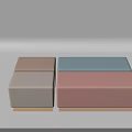 Upholstered Sofa Stools with Beige Light Blue Pink Colors and Wooden Base for Living Room