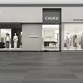Modern Clothing Store With Open Display Marble Counter Green Plants Clothing Racks And Glass Partitions 3d model