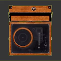 Open Wooden Record Player With Turntable Tonearm And Front Grill