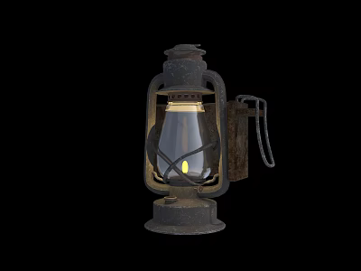 Vintage Metal Wall Lamp With Glass Shade And Lit Warm Glow Retro Design 3d model