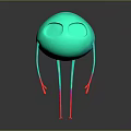 Vibrant Green Cartoon Creature With Round Eyes Colorful Limbs And Red Tips In Standing Pose