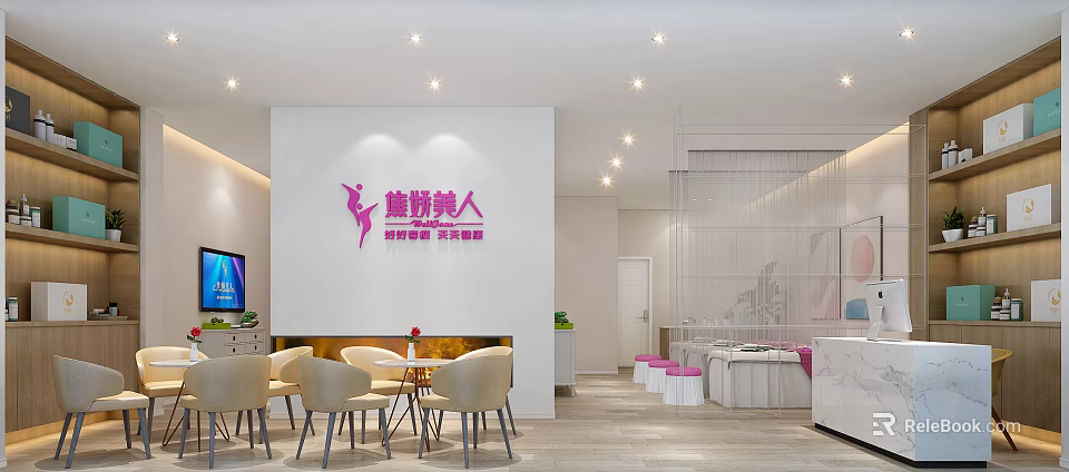 Modern Beauty and Hair Salon Interior With Relaxing Seating And Professional Services 3d model 