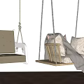 Hanging Swing Chairs Indoor Upholstered and Rattan Design with Cushions Blanket White Wall Wooden Floor