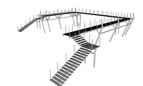 Steel frame pedestrian bridge 3d model