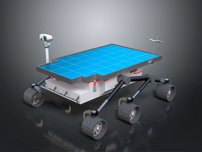 Lunar Exploration Rover With Solar Panel Array Six Wheels And Antenna For Space Missions 3d model