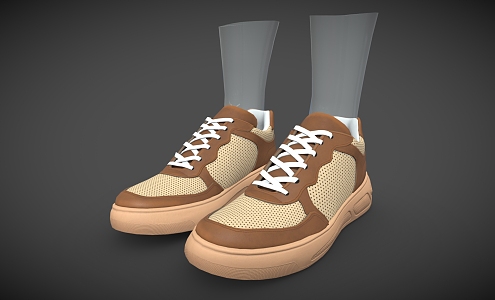 Skateboard sneaker canvas sneaker leather shoes 3d model