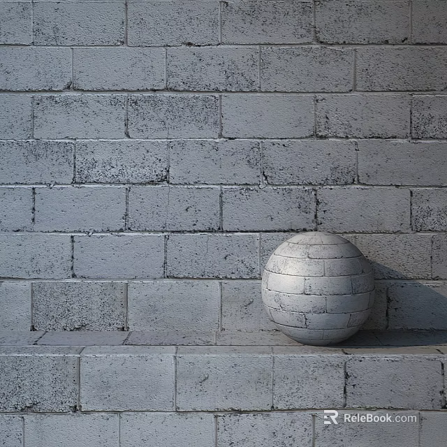 Gray Brick Wall Background Featuring Decorative Brick Sphere Construction Component 3d model 