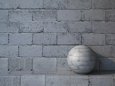 Gray Brick Wall Background Featuring Decorative Brick Sphere Construction Component 3d model