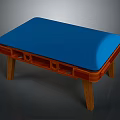 Stylish Wooden Table With Blue Smooth Top And Storage Compartments Design