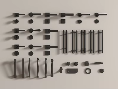 Different Types of Modern Metal Furniture Handles for Cabinets and Drawers 3d model