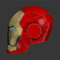 Advanced Iron Man Weapon Helmet With Red And Gold Design And Blue Luminous Eyes