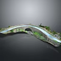 Scenic Stone Arch Bridge Surrounded By Green Vegetation And Water Flow