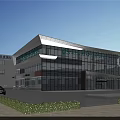 Modern Hospital Building Exterior Design With Glass Curtain Walls Main Entrance And Landscaping