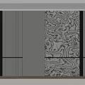 Modern Interior Background Wall Design With Wood Grain Pattern Striped Panels And Black Frames