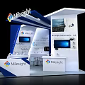 Milesight Exhibition Booth Modern Blue And White Design With Display Screens And Reception Area