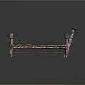 Rustic Wooden Outdoor Bench With Decorative Armrests Carved Details And Textured Surface