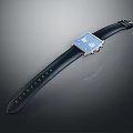 Stylish Modern Watch With Black Leather Strap And Square Metallic Dial Design