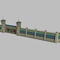 Military Defense Weapon System Featuring Fortified Walls And Watch Towers Structure