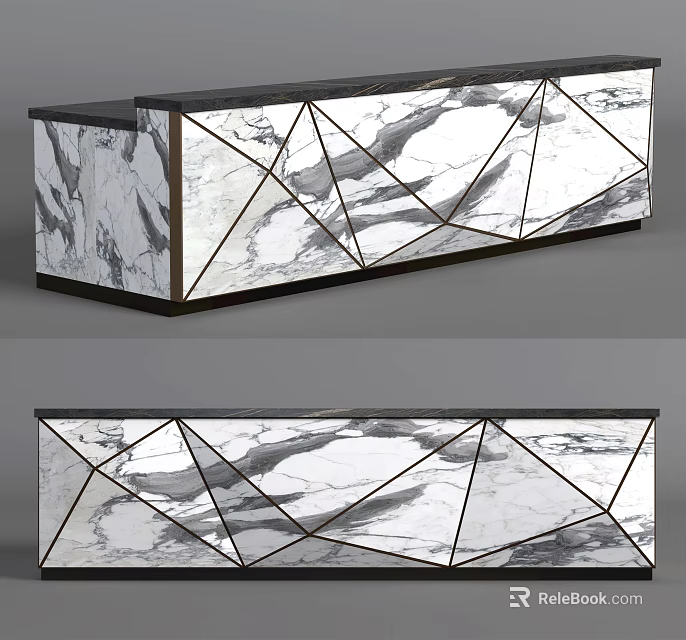 Elegant Modern Reception Desk With Marble Surface And Geometric Pattern Design 3d model