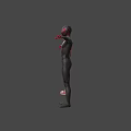 Game Movie Characters 3D Models Purple Hoodie Green Shorts Black and Red Suit Arms Outstretched