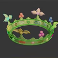 Shiny Golden Crown Headwear With Intricate Decorative Design And Colorful Gems
