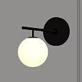 Modern Wall Lamp Featuring Round Base Metal Arm And White Spherical Shade 3d model
