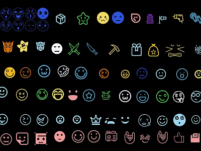 Colorful Emoji Icons Collection With Various Expressions And Symbols 3d model