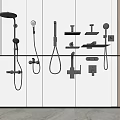 Modern Shower Head Collection Featuring Different Styles Black Finish And Wall Mounted Designs 3d model