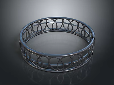 Elegant Silver Metallic Bracelet With Hollow Circular Pattern Fashion Accessory 3d model