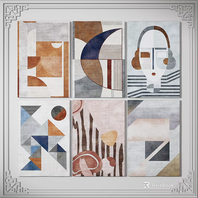 Square Rugs With Geometric Patterns And Abstract Multicolor Artistic Designs For Home Interior Decor 3d model