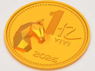 Golden Decorative Ornament Set With Coin Horse Head Number 1 12 YIYI 2026 3d model