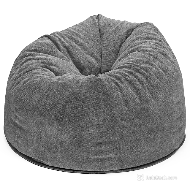 Soft Gray Plush Bean Bag Chair Comfortable Lounge Seating For Living Room 3d model 